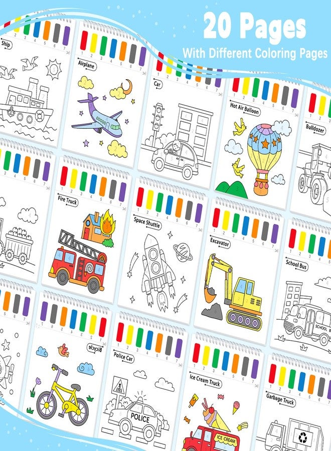 SOCOLER Paint with Water Coloring Books for Toddlers, Traffic Theme Mess Free Watercolor Painting Papers for Kids Water Color Paint Kit Art Craft Birthday Gift for Ages 1-3, 4-8 - Image 2